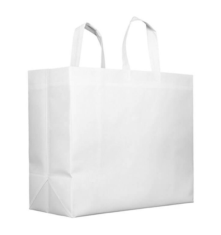 Niet geweven PREMIUM tas met korte hengsels wit 45+20x40cm (25 stuks)