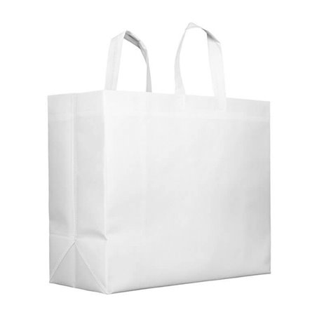 Niet geweven PREMIUM tas met korte hengsels wit 45+20x40cm (25 stuks)