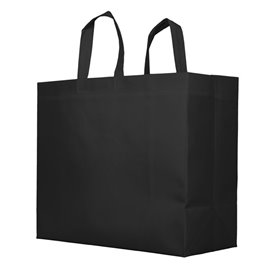 Niet geweven PREMIUM tas met korte hengsels zwart 45+20x40cm (100 stuks)