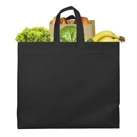 Niet geweven PREMIUM tas met korte hengsels zwart 45+20x40cm (100 stuks)