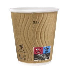 Gobelet Carton 9Oz/270ml Ondulé Kraft Ø8cm (1050 Utés)