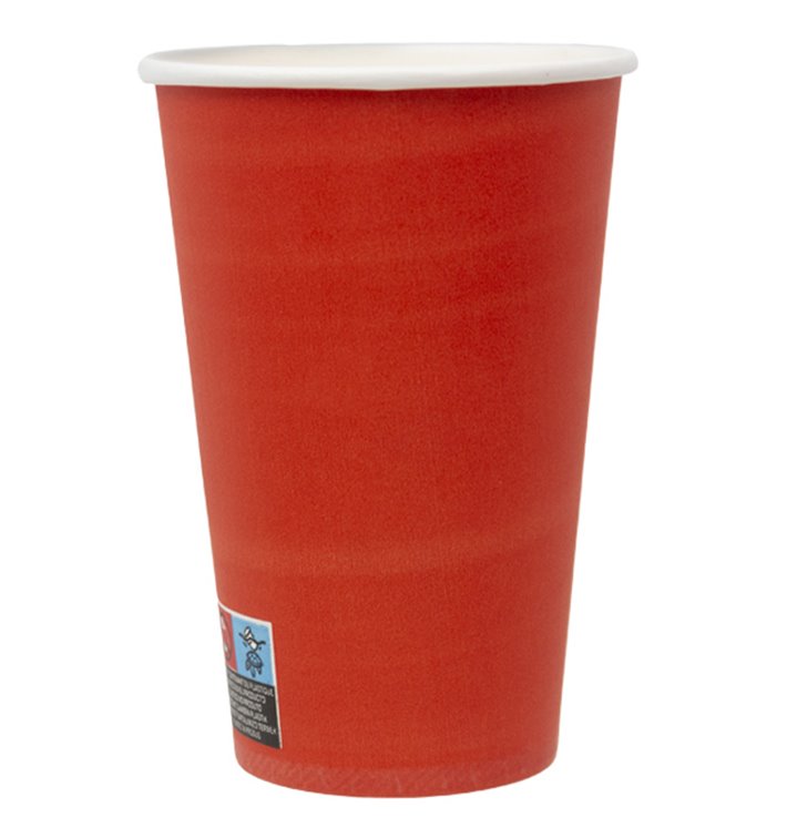 Kartonnen beker “Colours” Rood 600ml Ø9,4cm (20 stuks)