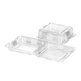 Plastic scharnierende bakkerij Container PET 28x18x8cm (220 stuks)