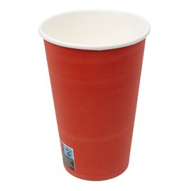 Kartonnen beker “Colours” Rood 600ml Ø9,4cm (20 stuks)