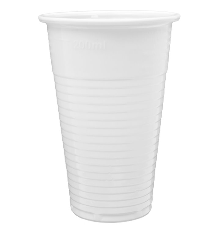 Plastic PP beker wit 220ml (100 stuks) 