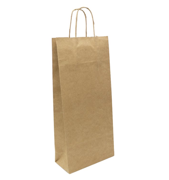 Papieren Zak voor Flessen met Handgrepen Kraft 18+8x39cm (300 stuks)