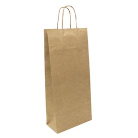 Sac en Papier Kraft Porte-Bouteilles 18+8x39cm (50 Utés)