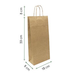 Papieren Zak voor Flessen met Handgrepen Kraft 18+8x39cm (300 stuks)