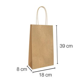 Sac en Papier Kraft Porte-Bouteilles 18+8x39cm (300 Utés)