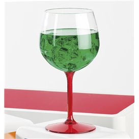 Herbruikbaar Durable Glas voor Gin TT rode voet 580ml (6 Stuks)