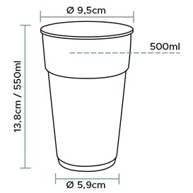 Gobelet en Plastique PP Réutilisable Transparent 550ml Ø9,0cm (75 Utés)