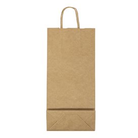 Papieren Zak voor Flessen met Handgrepen Kraft 18+8x39cm (50 stuks) 