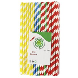 Paille Flexible Papier Assortiment Ø6mm 23cm (3.000 Utés)