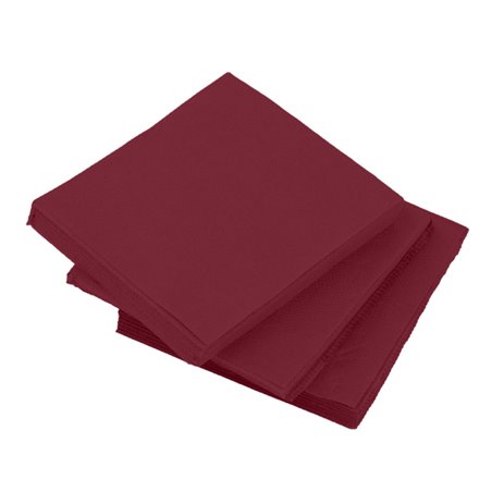 Serviette Cocktail en Papier Molletonnée 20x20cm Bordeaux (100 Utés)