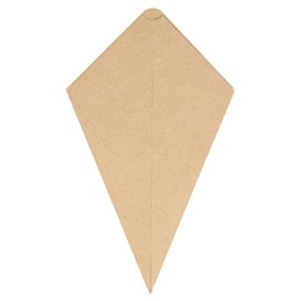 Cornet Papier Kraft avec Compartiment Sauce 19,5cm 100g (500 Utés)