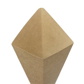 Cornet Carton Kraft avec Compartiment Sauce 26,5cm 250g (50 Utés)