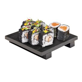 Base en Bambou Noir pour Sushi 15x15x2,5cm (40 Utés)