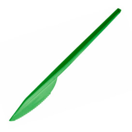 Plastic PS mes  groen 16,5 cm (15 stuks) 