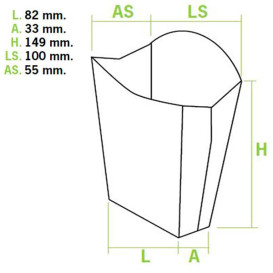 Papieren Container voor frietenkraft groot maat 8,2x3,3x14,9cm (25 stuks) 