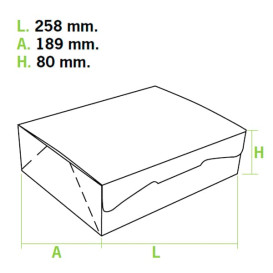 Boîte pâtissière 25,8x18,9x8cm 2Kg. Blanc (25 Unités)