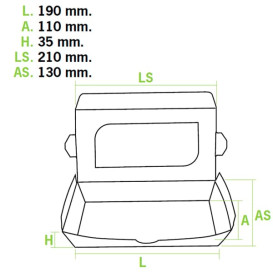 Barquette carton Premium 21x13x3,5cm 730ml (25 Utés)