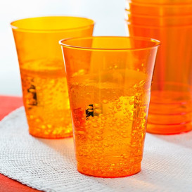 Plastic PS beker Geïnjecteerde glascider oranje 230 ml (10 stuks) 