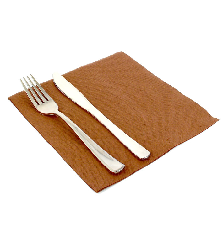 Serviette Papier Molletonnée 40x40 Marron 