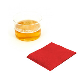 Serviette Papier à Cocktail 20x20 Rouge (6.000 Unités)