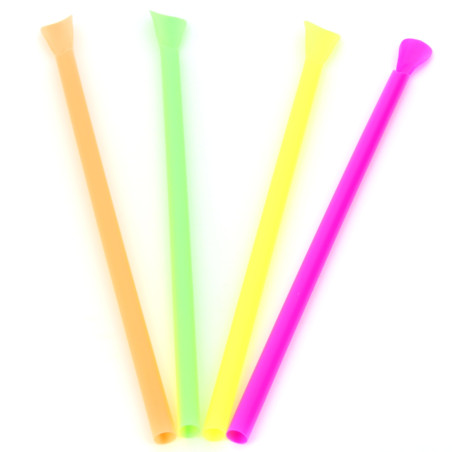 Plastic recht rietje PS lepel 4 colofs Ø0,6cm 20cm (250 stuks)