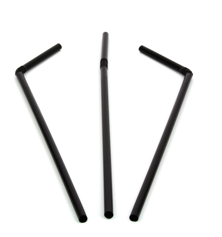 Pailles Flexibles Noires Ø5mm 21cm 