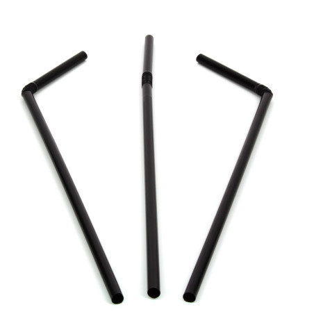 Pailles Flexibles Noires Ø5mm 21cm (100 Pièces)